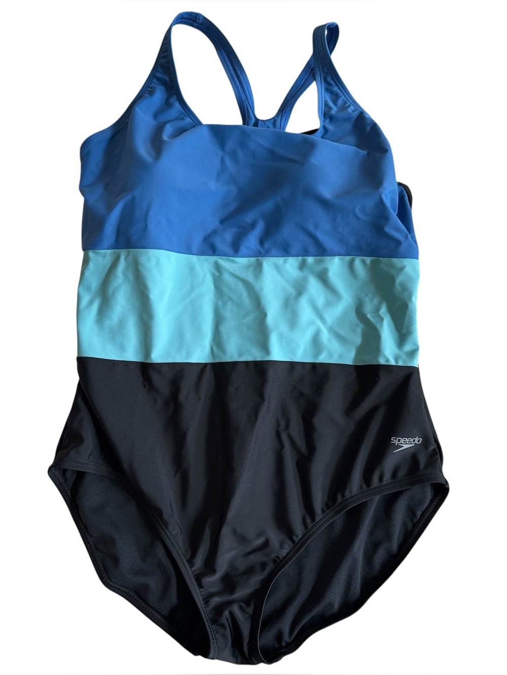 Speedo Women’s Colorblock Swimsuit Size XXL Black Blue Padded Sporty